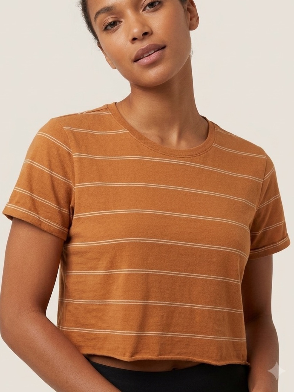 Striped Rust Cropped Tee